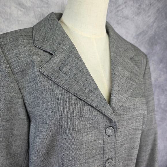 Vintage Pendleton Blazer Womens 14 Gray Virgin Wool Twill Belted Career Coat USA - Picture 2 of 16